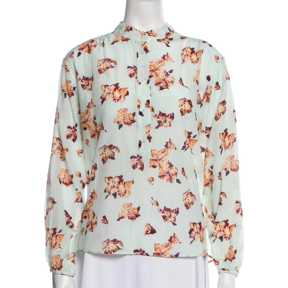 A.L.C. Shira Floral Print Mock Neck Blouse 1380 - Picture 2 of 13